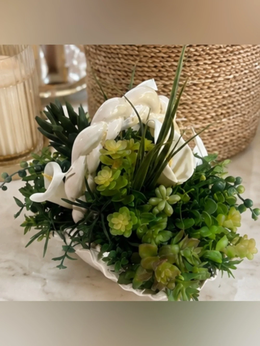 Handmade faux succulent arrangement